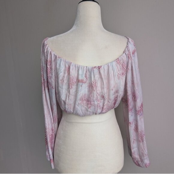 NWT Dynamite satin long sleeve off the shoulder  crop top blouse - Picture 4 of 5